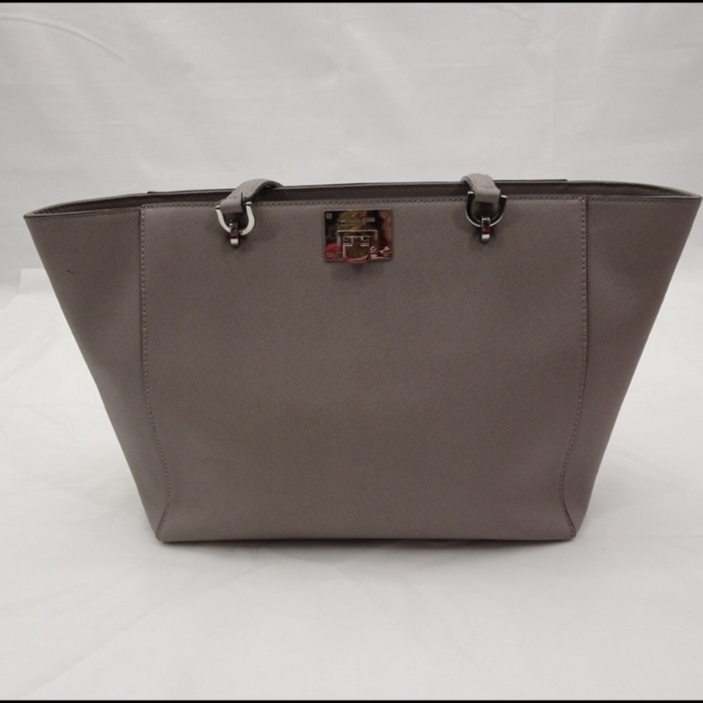 Micheal Kors Large Saffiano Leather Satchel Grey